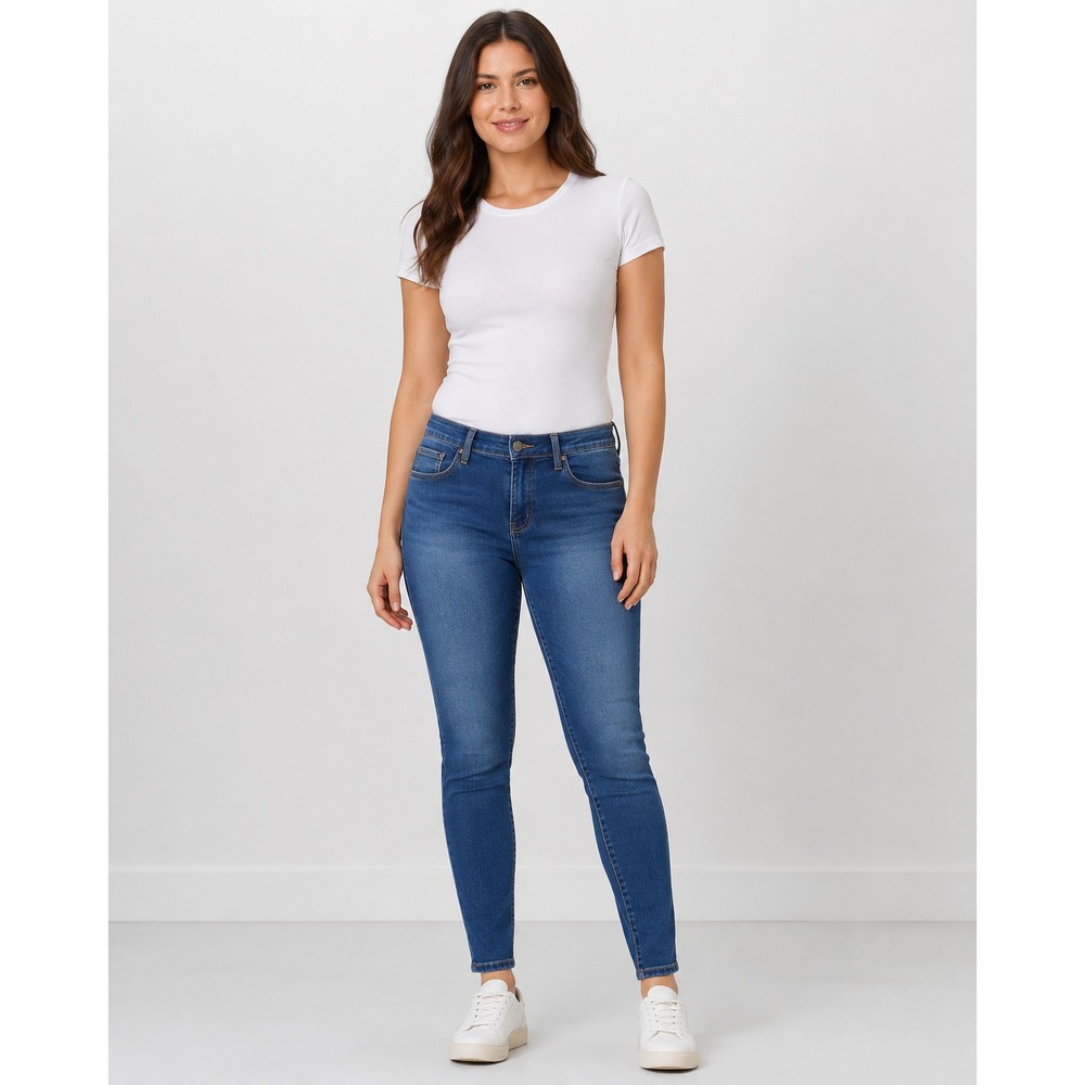 April Girl Jeans Womens Size 15 Blue Denim Mid Rise Stretch Skinny NWT